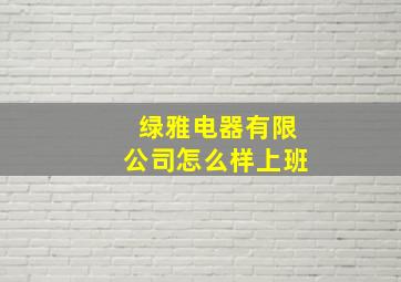 绿雅电器有限公司怎么样上班