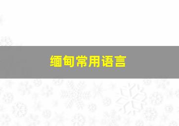 缅甸常用语言