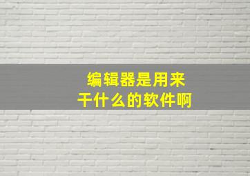 编辑器是用来干什么的软件啊