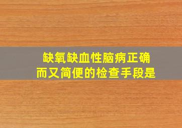 缺氧缺血性脑病正确而又简便的检查手段是