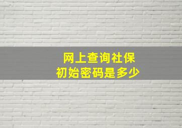 网上查询社保初始密码是多少