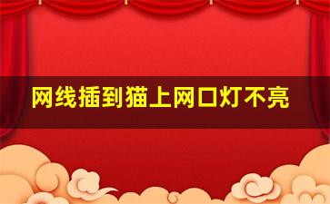 网线插到猫上网口灯不亮