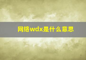 网络wdx是什么意思