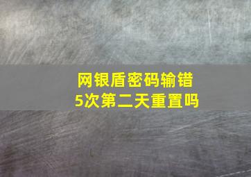 网银盾密码输错5次第二天重置吗