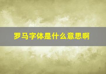 罗马字体是什么意思啊