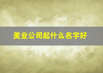 美业公司起什么名字好