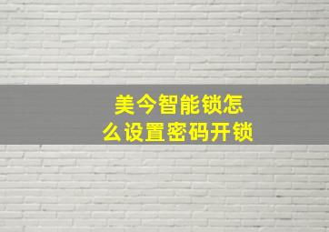 美今智能锁怎么设置密码开锁