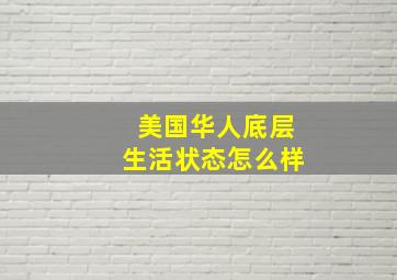 美国华人底层生活状态怎么样