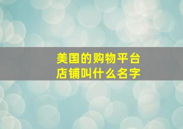 美国的购物平台店铺叫什么名字