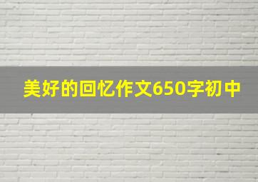 美好的回忆作文650字初中