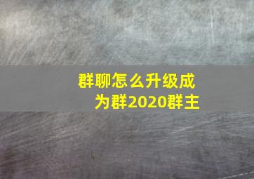 群聊怎么升级成为群2020群主