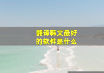 翻译韩文最好的软件是什么