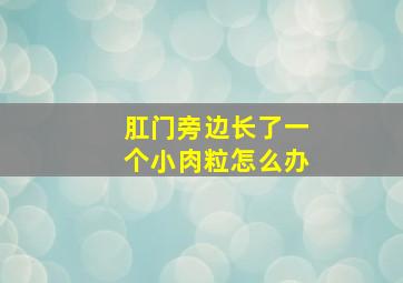 肛门旁边长了一个小肉粒怎么办