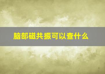 脑部磁共振可以查什么