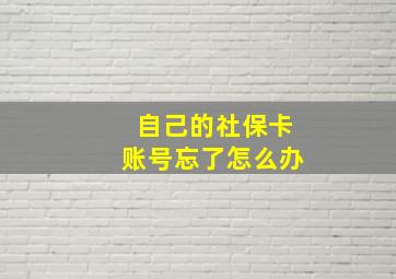 自己的社保卡账号忘了怎么办