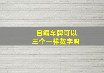 自编车牌可以三个一样数字吗