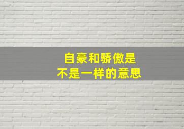 自豪和骄傲是不是一样的意思