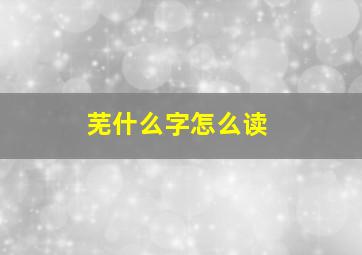 芜什么字怎么读