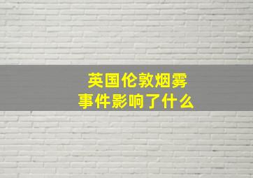 英国伦敦烟雾事件影响了什么