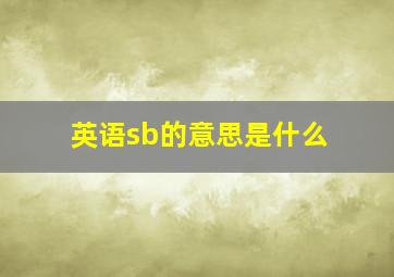 英语sb的意思是什么