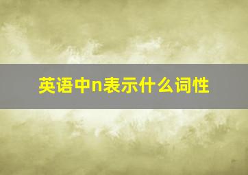 英语中n表示什么词性