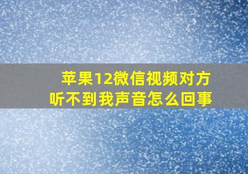 苹果12微信视频对方听不到我声音怎么回事