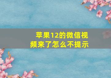 苹果12的微信视频来了怎么不提示