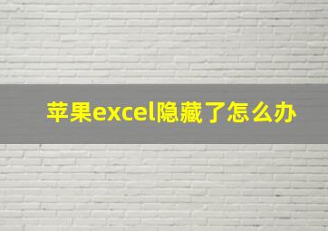 苹果excel隐藏了怎么办