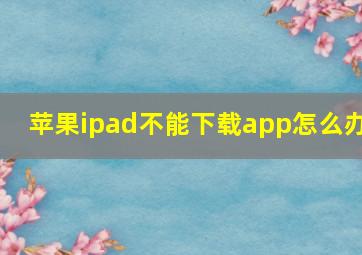 苹果ipad不能下载app怎么办