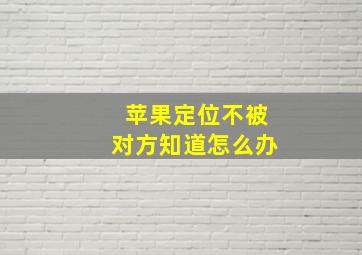 苹果定位不被对方知道怎么办