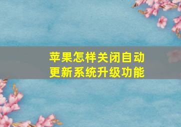 苹果怎样关闭自动更新系统升级功能