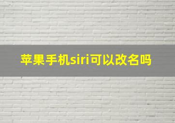 苹果手机siri可以改名吗