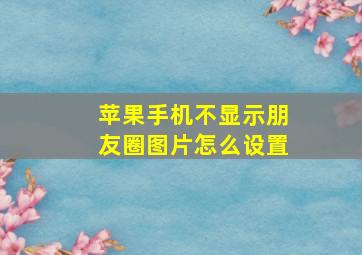 苹果手机不显示朋友圈图片怎么设置