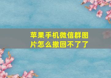 苹果手机微信群图片怎么撤回不了了