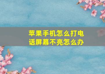 苹果手机怎么打电话屏幕不亮怎么办