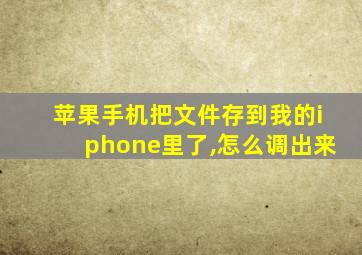 苹果手机把文件存到我的iphone里了,怎么调出来