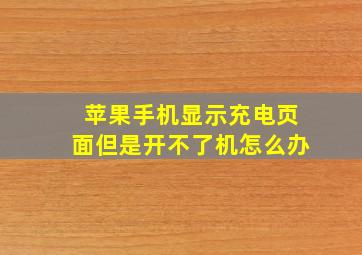 苹果手机显示充电页面但是开不了机怎么办