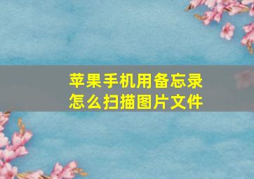 苹果手机用备忘录怎么扫描图片文件