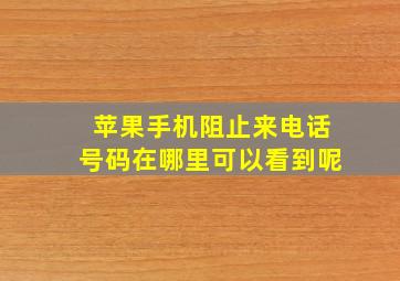 苹果手机阻止来电话号码在哪里可以看到呢