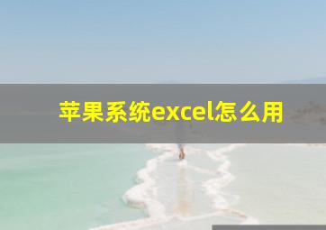 苹果系统excel怎么用