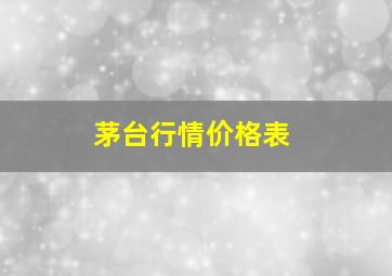 茅台行情价格表