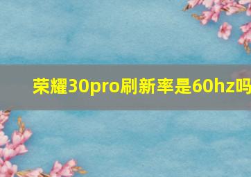 荣耀30pro刷新率是60hz吗