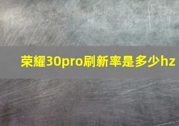 荣耀30pro刷新率是多少hz