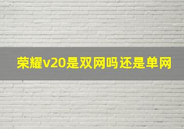 荣耀v20是双网吗还是单网