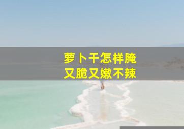 萝卜干怎样腌又脆又嫩不辣