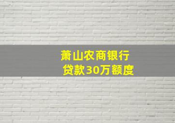 萧山农商银行贷款30万额度