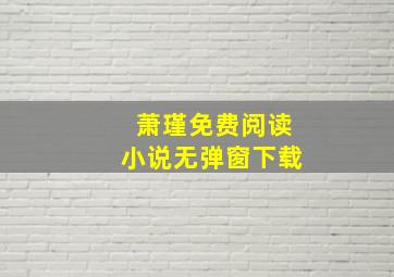 萧瑾免费阅读小说无弹窗下载