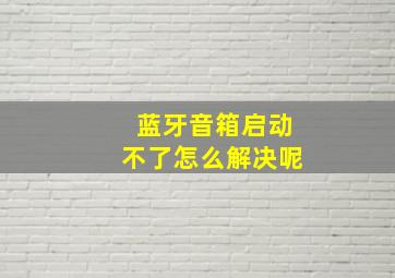 蓝牙音箱启动不了怎么解决呢