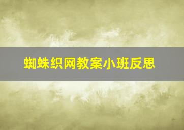 蜘蛛织网教案小班反思