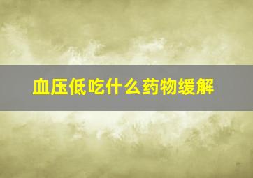 血压低吃什么药物缓解